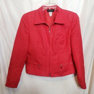 Vintage Short Red Jacket David N Petites Size 8 Silver Zipper Sticks On Bottom 8